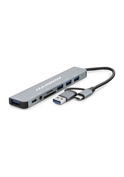 Usb 3.0 & Type-c Combo Hub Audio Kart Okuyucu 8 Port - Gri Hdx7828