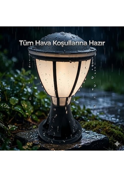 Tr Kupa Serisi Set Üstü 37 Cm Bahçe Aydınlatma Armatürü - Siyah E27 Duylu Ip54 Zita Dış Mekan Bahçe Duvar Lamba