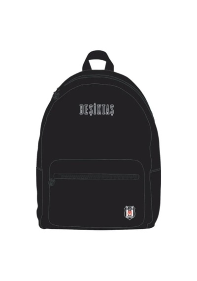 Beşiktaş Önden Cepli Siyah Sırt Çantası