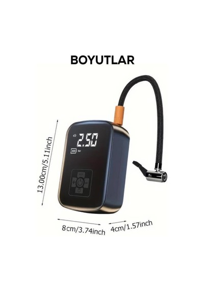 Taşınabilir 150 Psı 3600mah Kablosuz Şarjlı Dijital Hava Kompresörü Lastik Pompası