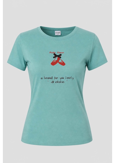 Trender Pretty Dancer O Yaka Yeşil Kadın T-shirt 26ydt1000005