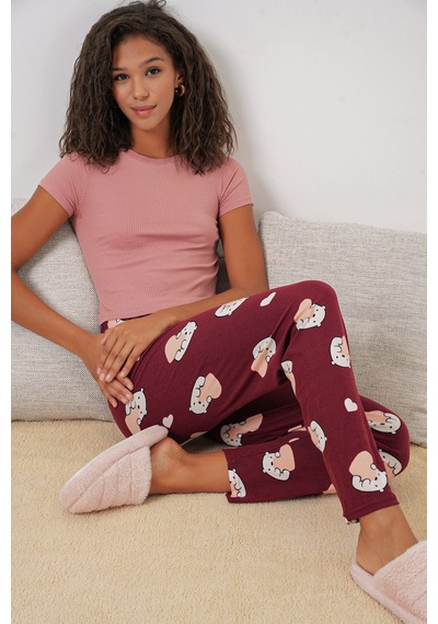 Bigdart 4323 Desenli Pijama Altı - Bordo