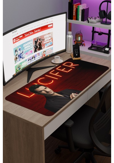 Lucifer V3 90x40 Xxl Gaming Kauçuk Kaymaz Taban Mouse Pad Fare Altlığı