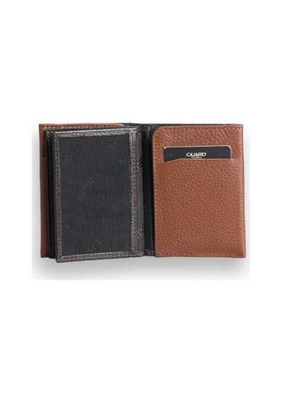 Guard Leather Guard Kahverengi - Taba Çift Renk Bölmeli Hakiki Deri Kartlık Çok Renkli