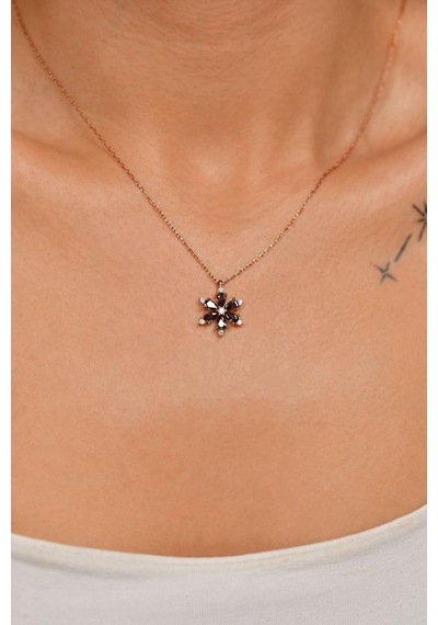 Roza Silver Mistik Topaz Taşlı Rose Lotus Çiçeği Gümüş Kolye Rn10226
