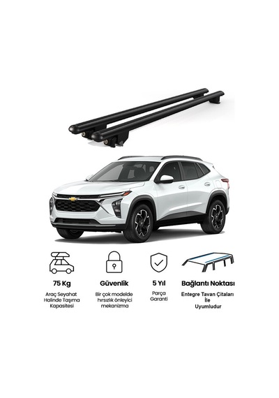 Kanca Chevrolet Trax 2013 Ve Sonrası Uyumlu Siyah Kilitli Ara Atkı 110cm Port Bagaj Tavan Barı