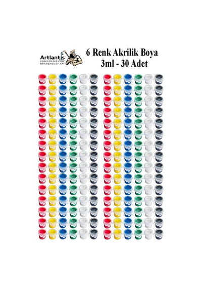 Akrilik Boya 3 Ml 6 Renk 30 Paket Mini Küçük Akrilik Boya Taş Ahşap Seramik Tuval Alçı Tuval Etkinlik Boyama Sanatsal Çok Renkli