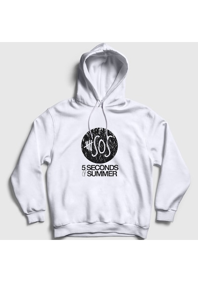 Presmono Unisex Logo 5 Seconds Of Summer Kapüşonlu Sweatshirt Beyaz