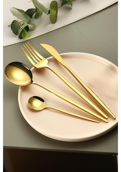 410 Çelik 24 Parça Gold Yemek Kaşık Çatal Bıçak Seti Cin518sr Diğer