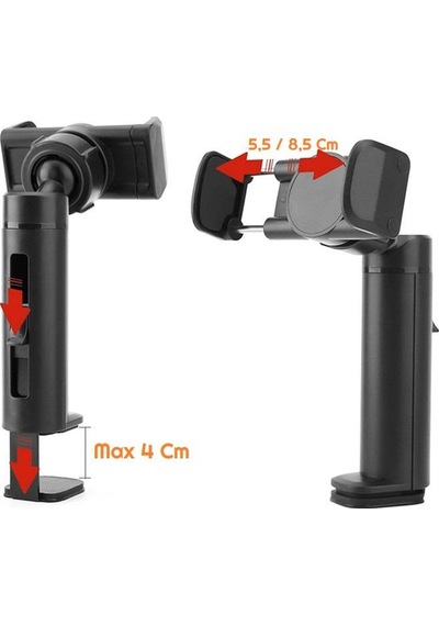 Zhltools Masa Koltuk Klipsli Telefon Tutucu Stand Siyah