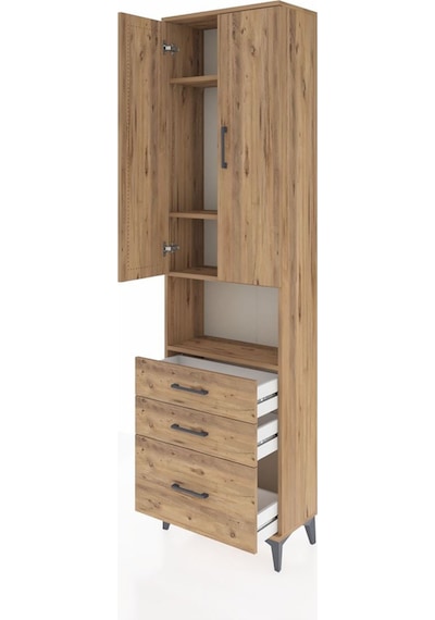 Arges Dolap 4 Raflı 3 Çekmeceli 2 Kapaklı 60x30x221 Çam-çam Çam Arges Dolap 4 Raflı 3 Çekmeceli 2 Kapaklı 60x30x221 Çam-çam Çam