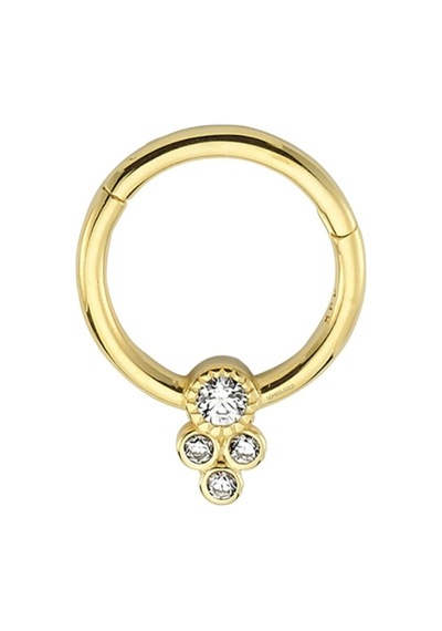 Altın Halka Piercing Dört Taş Tohum 14 Ayar (531321880) Altın