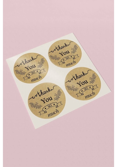 Thank You So Much Kraft Kargo Paket Sticker Etiketi 3x3cm St2070 Çok Renkli