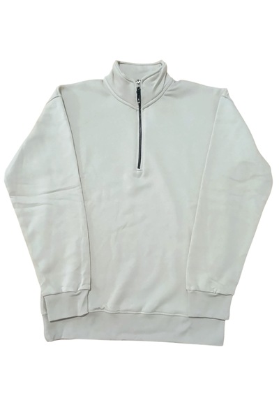 Yarım Fermuar Sweatshirt Bej