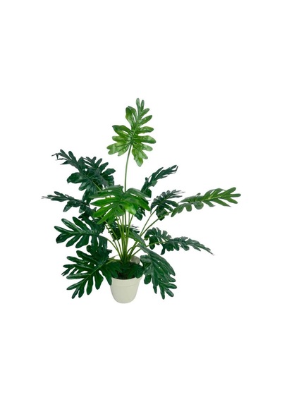Yapay Ağaç Salon Bitkisi Syngonium 70 Cm 18 Yaprak Beyaz Saksıda