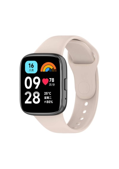 Xiaomi Redmi Watch 3 Active Uyumlu Kordon Ayarlanabilir Soft Yüzey Yumuşak Silikon Kayış Krem