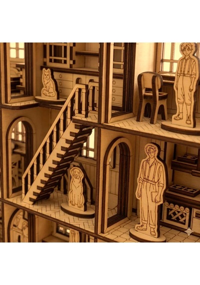 Algwooddesign Köşk Ev Ahşap Maket Seti 220 Parça Dıy 3d Puzzle Çok Odalı Bebek Evi Koleksiyoner Modeli