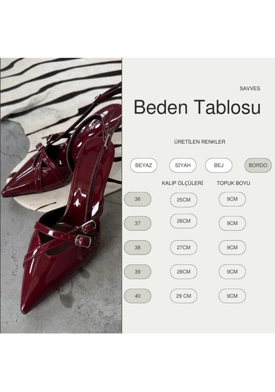 Markasende Stan Bordo Rugan Stiletto Kadın Ayakkabısı Bordo