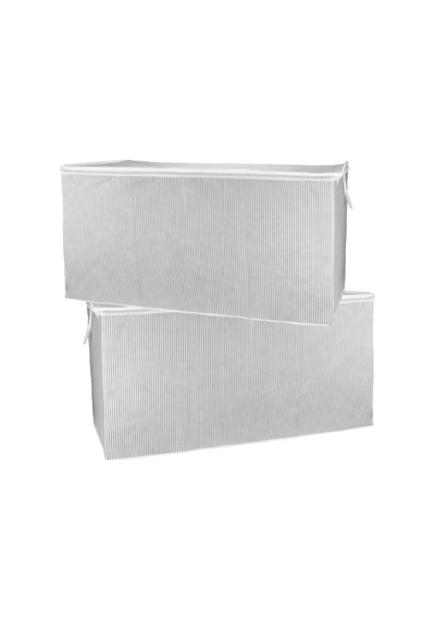 2 Li Mega Boy Yorgan Hurcu Set, Yorgan Yastık Battaniye Kıyafet Çamaşır Düzenleyici 80x60cm 2 Adet Beyaz - Gri