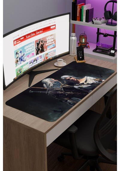 Witcher 3 Kaymaz Dikişli Kauçuk Oyuncu Mousepad V1 - 90x40 Xxl Gaming Mouse Pad Fare Altlığı