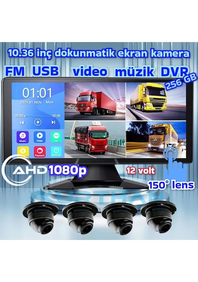 4 Adet 1080p Ahd 150'' Ultra Mini Kamera Dvr Dokunmatik Ekran Video Müzik 12 V