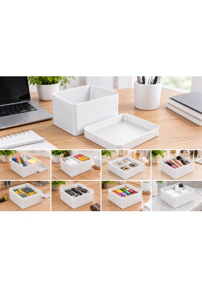 Kapaklı Mini Saklama Kutusu 3d Baskı Düzenleyici Organizer 79x104x52 Mm Beyaz