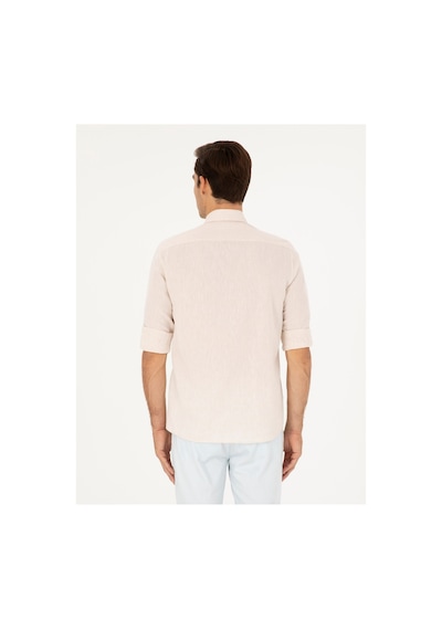 Pierre Cardin Keten Karışımlı Regular Fit Uzun Kollu Gömlek 1834748 Bej