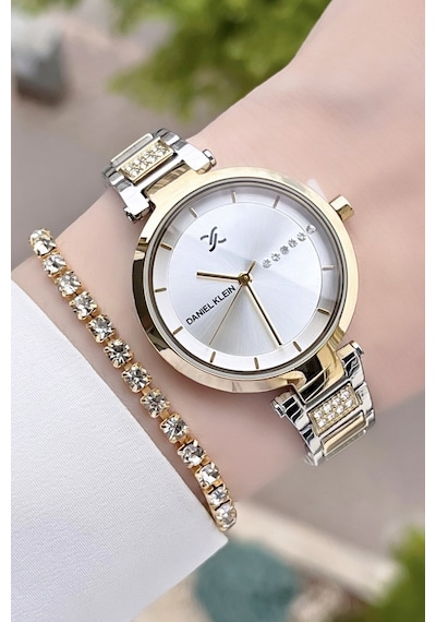 Daniel Klein DKISTE158 Premium Gold Gümüş Kadın Kol Saati + Bileklik
