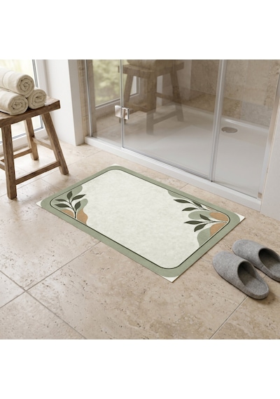 Kartela Halı Diyatomit Görünümlü Banyo Paspası Adaçayı Yeşili Kaymaz Taban 40x60 Cm