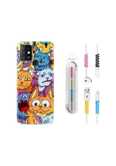 Infinix Hot 8 Kılıf Kablo Koruyuculu Kediler 1723