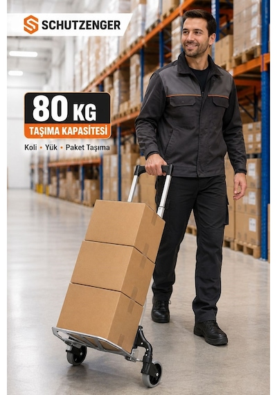 Pro 80 Kg Kapasiteli Yük Koli Paket Taşıma Arabası Katlanır El Arabası Cc450