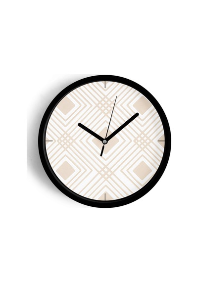 Soyut - Bohem - Geometrik Temalı Modern Duvar Saati - 25cm - Önü Camlı Siyah Kasa - Sessiz Mekanizma-jh0480 Siyah