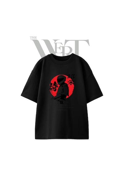 Thewert Samurai Shoei Tasarım Baskılı Ünisex Siyah Oversize T-shirt