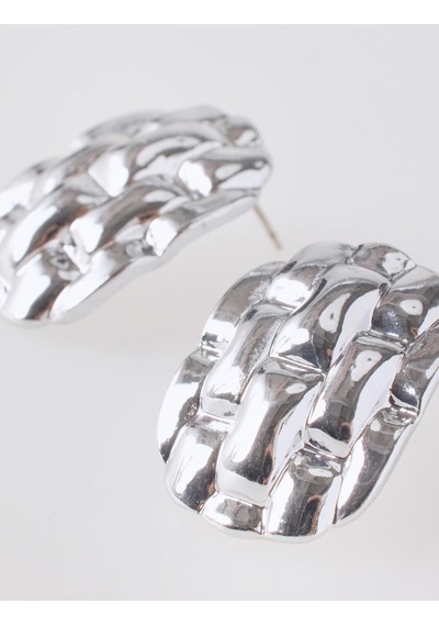 Jimmy Key Jimmy Key Gümüş Rengi Dokulu Parlak Metal Küpe 6sw438534161