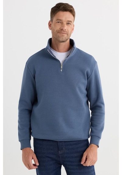 Tudors Unisex Relax Fit Rahat Kesim Pamuklu İçi Polarlı Yarım Fermuarlı Mavi Dik Yaka Sweatshirt-35174 Mavi Tudors Unisex Relax Fit Rahat Kesim Pamuklu İçi Polarlı Yarım Fermuarlı Mavi Dik Yaka Sweatshirt-35174 Mavi