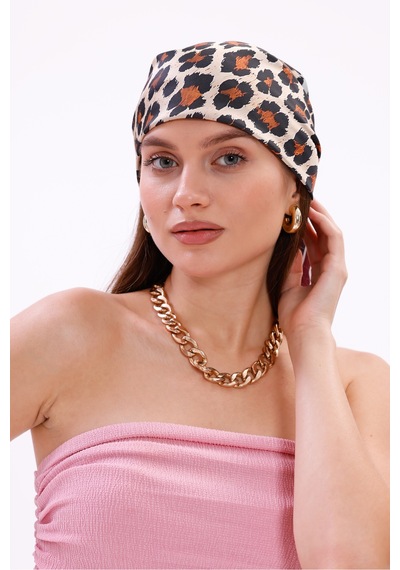 Tarzını Seç Safari Leopar Model Fular Bandana Şal Estascarf 70x70 Cm