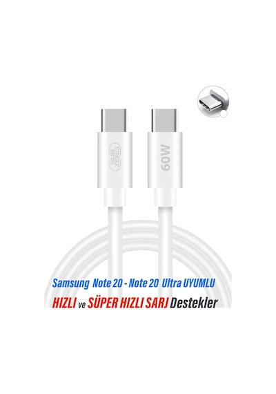 Samsung Note 20- 20 5g Uyumlu Şarj Kablosu Hızlı Type-c Kablo 60w