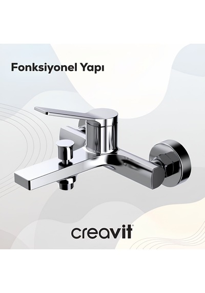 Creavit Ritmo Lavabo Banyo Eviye Bataryası 3'lü Set RT1500-RT2500-RT8500 Krom
