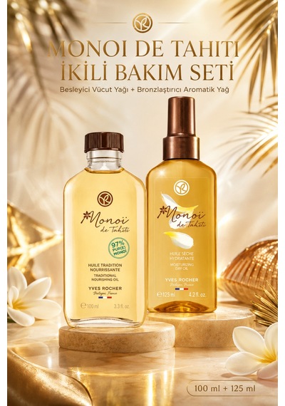 Monoi Bronzlaştırıcı Kuru Yağ 125 Ml Ve Besleyici Vücut Yağı 100 Ml Set Yoğun Nem Ve Tropikal Bakım