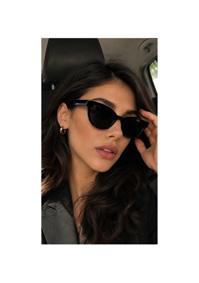 Melone Cat Eye Uv400 Filtreli Ultra Hafif Siyah Kadın Güneş Gözlüğü Siyah