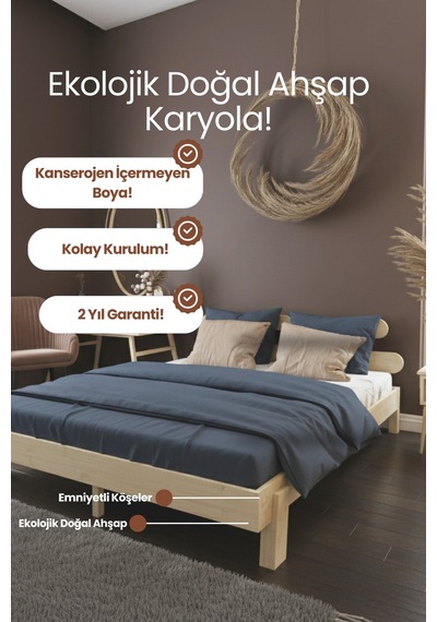 Renazzo Damla 2 Başlıklı Masif Ahşap Karyola Vernik 140x190 Vernik - 140 X 190 Renazzo Damla 2 Başlıklı Masif Ahşap Karyola Vernik 140x190 Vernik - 140 X 190