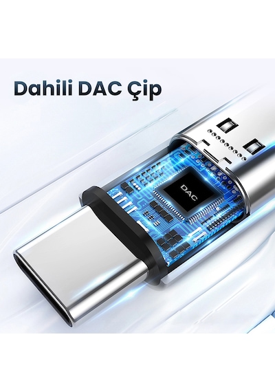 Rocoren Dac Çipli Type-c To 3.5mm Jack Aux Ses Dönüştürücü Çevirici Kablo Adaptör