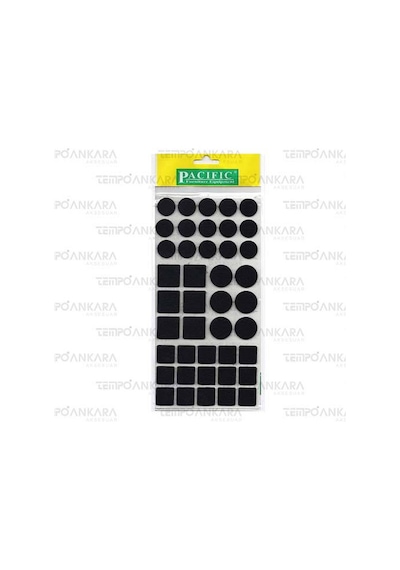 Pacific Siyah Yapışkanlı Karma Keçe 20x20, 25x25 Ø 20mm,ø 25mm