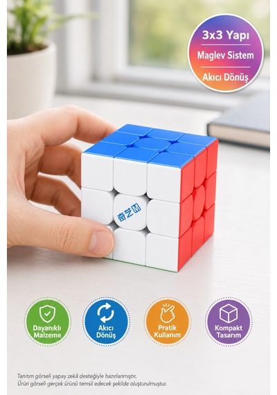 Qy Toys Manyetik 3x3 Hız Küpü Maglev M Pro Stickerless 48 Mıknatıslı Profesyonel Zeka Küpü 5,5 Cm