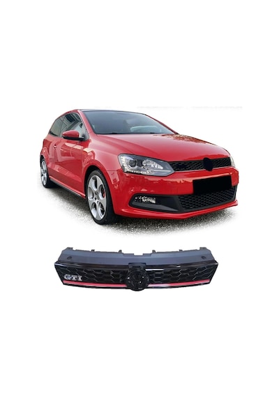 Volkswagen Polo 6R Gti Kırmızı Şeritli Ön Panjur 2009-2014