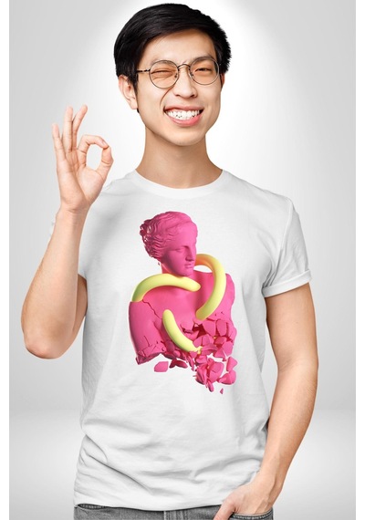 Pop Art Yaratıcı Heykel Pembe Unisex Unisex Beyaz Organik Baskılı T-shirt Penye Yüksek Kalite Beyaz Pop Art Yaratıcı Heykel Pembe Unisex Unisex Beyaz Organik Baskılı T-shirt Penye Yüksek Kalite Beyaz