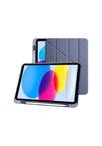 Klasse Apple İpad 10.9 İnç 2022 10. Nesil Uyumlu Smart Kılıf, Apple Pencil Kalemlikli, Trifold, Esnek, Mat, Darbeye Tam Dayanıklı Tablet Kılıfı Lila