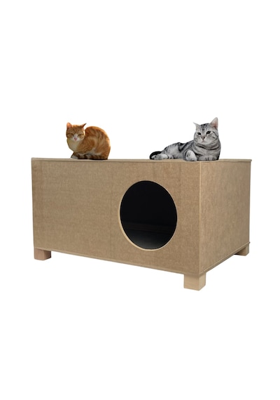 Reyo Kedi Evi Dış Ortam Uygun Ahşap Kedi Evi 57x40x28 Cm - Cat07