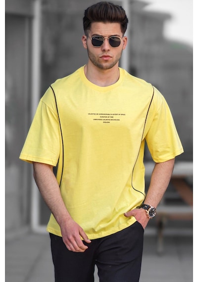 Madmext Madmext Sarı Oversize Erkek Tişört 5234-Sarı