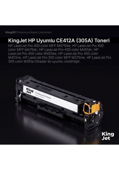 Kingjet Hp Uyumlu Ce412a 305a Sarı Standart Kapasiteli Tekli Çipli Uyumlu  Toner Laserjet Pro 400 Color Mfp M475dn 11850864